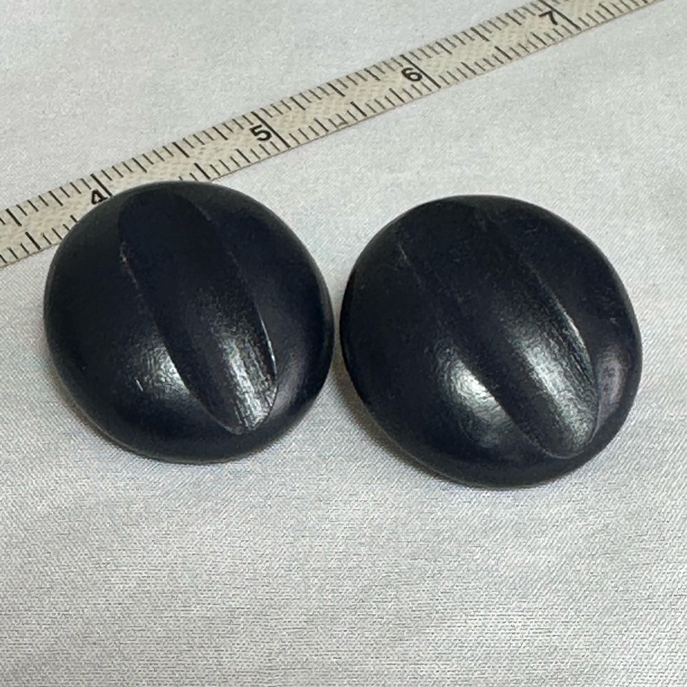 Large vintage Navy Blue button style earrings